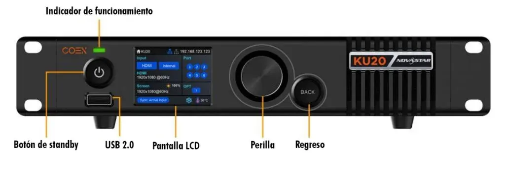 Nuevo controlador multimedia NOVASTAR KU20 — panel frontal